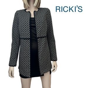 Ricki's Textured Boyfriend Blazer Jacket Open Front Roomy Trench Details S M